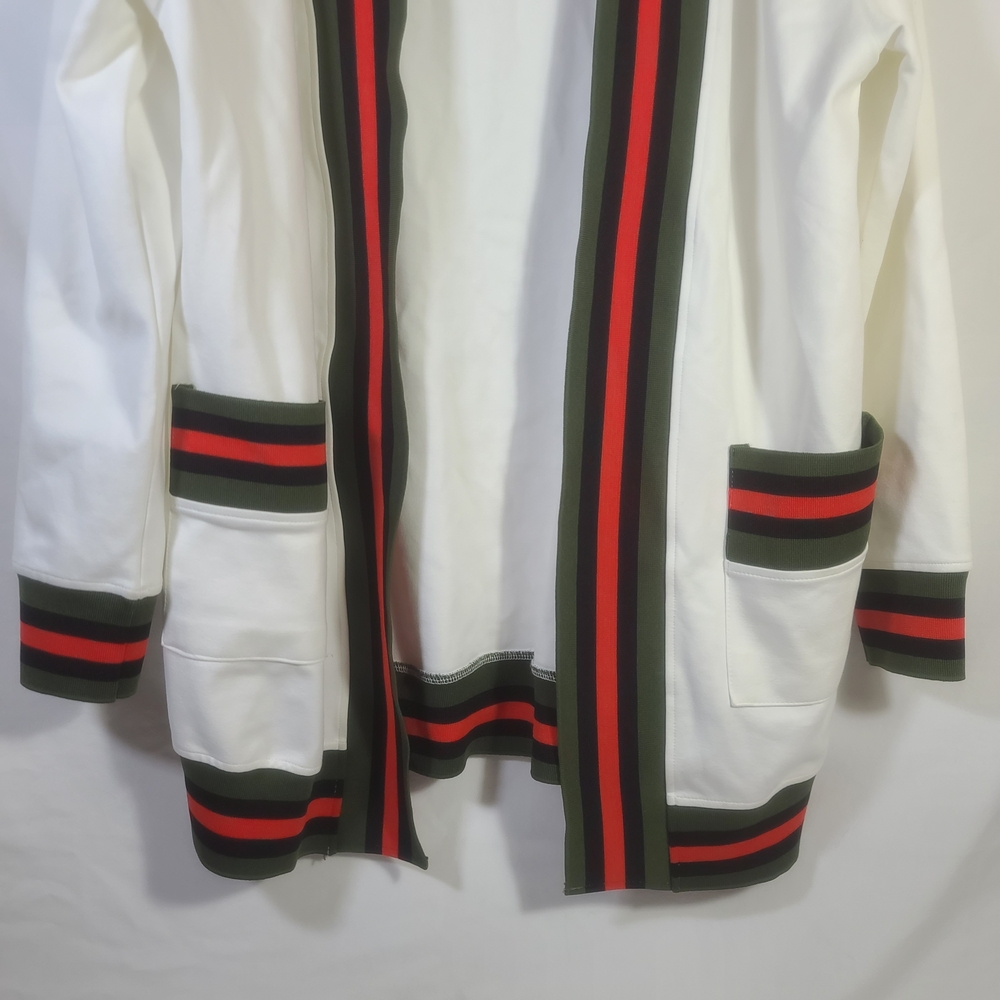 Haute Shore Women's Cody Open-Front Cardigan Sweater Off White Striped One Size - Picture 2 of 14